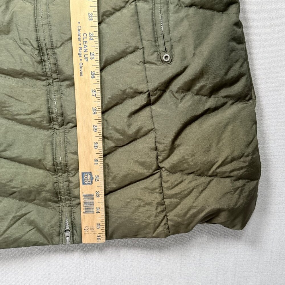 Eddie Bauer Long Puffer Down Coat Quilted Olive Green Nylon Blend Size L - Picture 6 of 9
